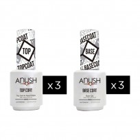 Kit Esmaltes Semipermanentes 3x Base Coat + 3x Top Coat x15ml Anush