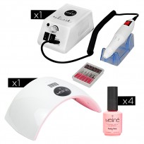 Kit 4x Esmaltes Semipermanentes + Cabina Nail Lamp + Torno Meliné